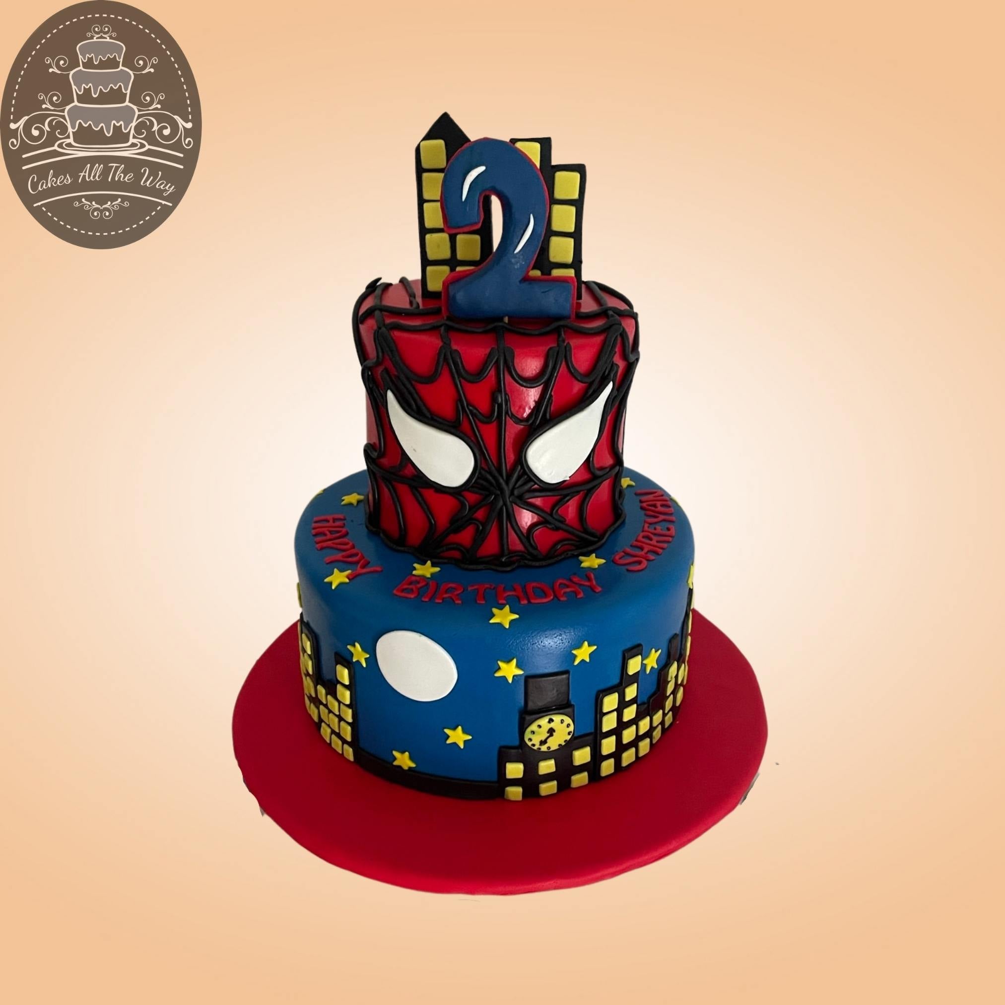 Buy Two-tier Spiderman Fondant Cake-Birthday Themed Spiderman Tier Cake
