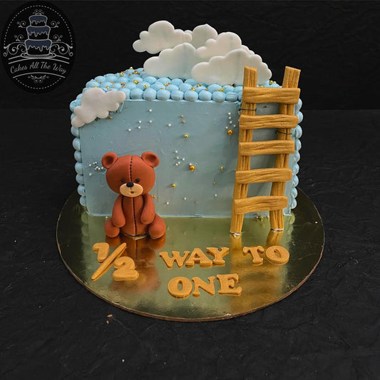 Half Birthday Teddy Bear Theme Cake