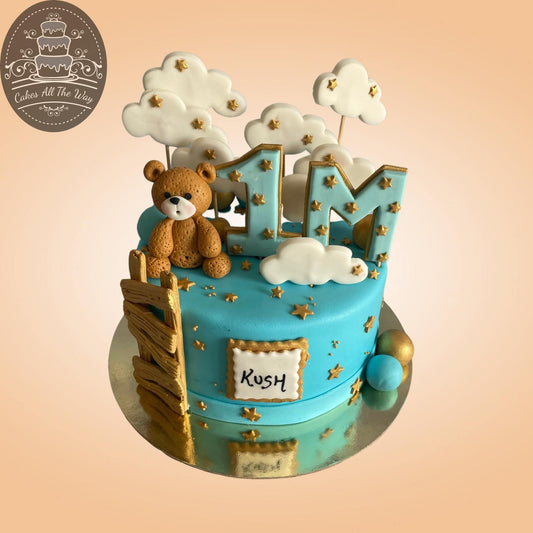 One Month Teddy Bear Theme Cake