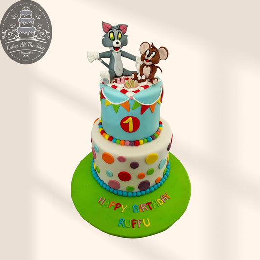 2-Tier Tom and Jerry Theme Cake