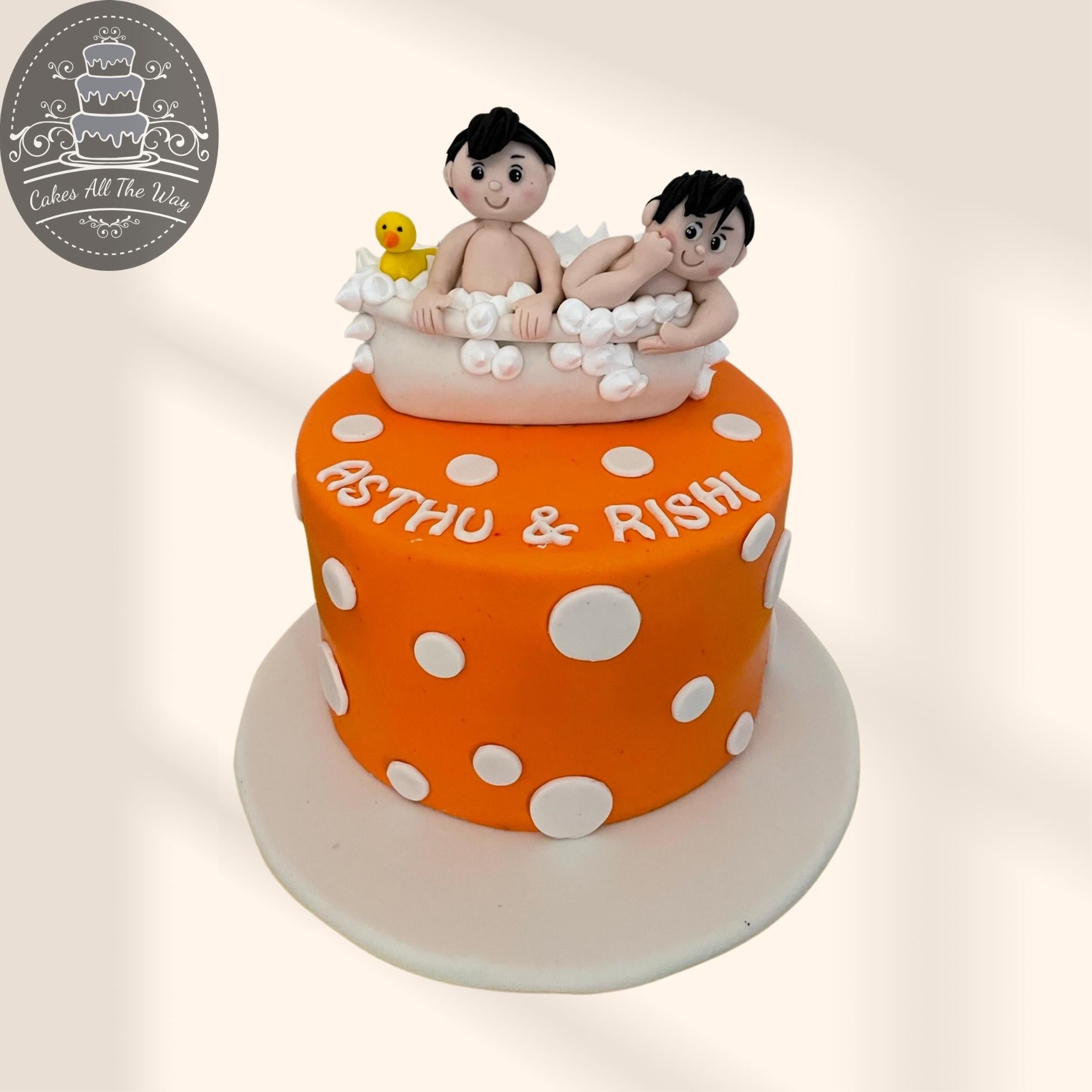 Three tier twin girls baby shower custom cake | arteatsbakery