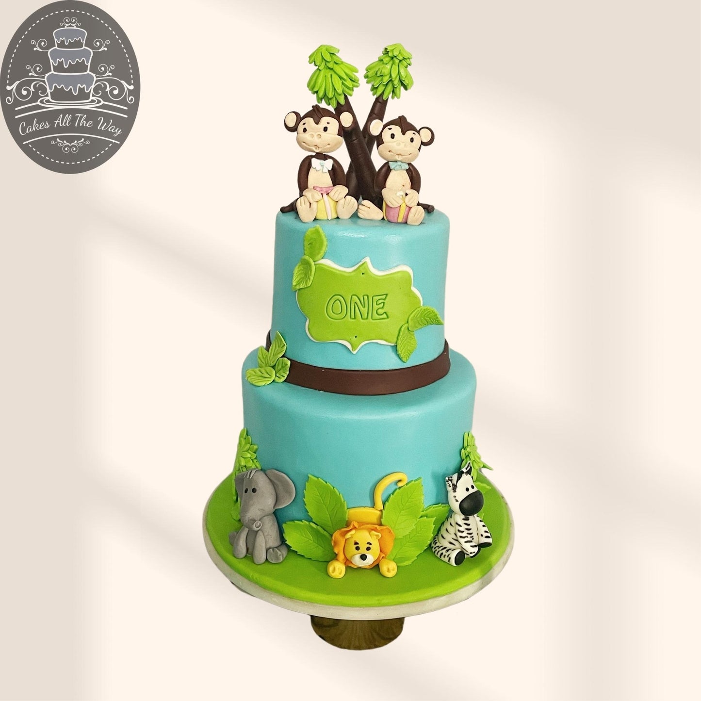 2-Tier Two Monkeys Theme Cake