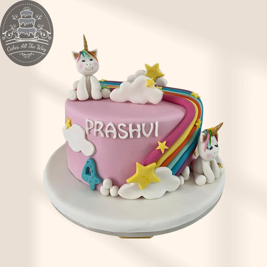 Rainbow Drapes Unicorn Theme Cake
