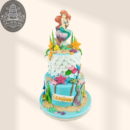 2-Tier Underwater and Mermaid Theme Cake