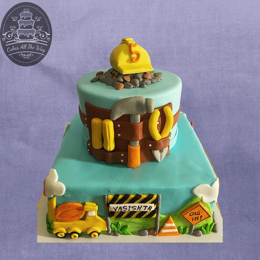 2-Tier Construction Theme Cake